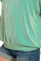 Zenana Kelly Green Corded Rib Short Sleeve T-Shirt