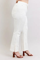 Judy Blue White High Waist Side Slit Slim Bootcut Jeans