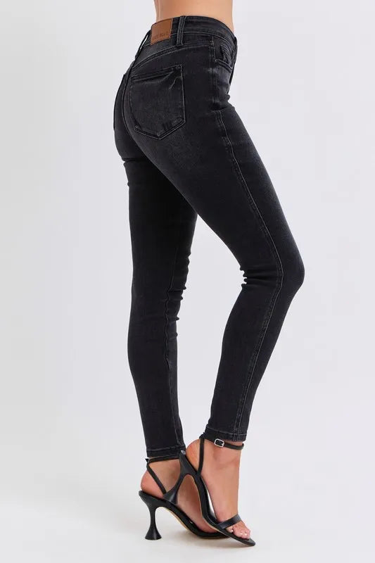 Judy Blue Black Mid Rise Tummy Control Skinny Jeans