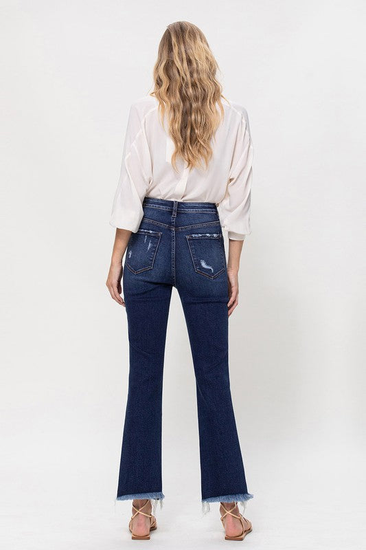 High Rise Distressed Hem Kick Flare Jeans VERVET by Flying Monkey