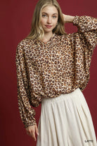 Umgee Latte Leopard Print Balloon Sleeve Blouse LATTE