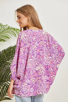 Emily Wonder Floral Printed Poncho Woven Top in Orchid Ave Shops