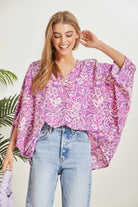 Emily Wonder Floral Printed Poncho Woven Top in Orchid Ave Shops