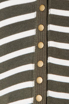 Zenana Dark Olive & Ivory Striped Snap Down Cardigan Trendsi