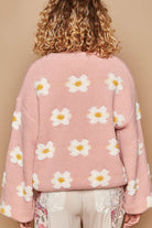 POL Soft Pink Daisy Pattern Drop Shoulder Sweater Trendsi