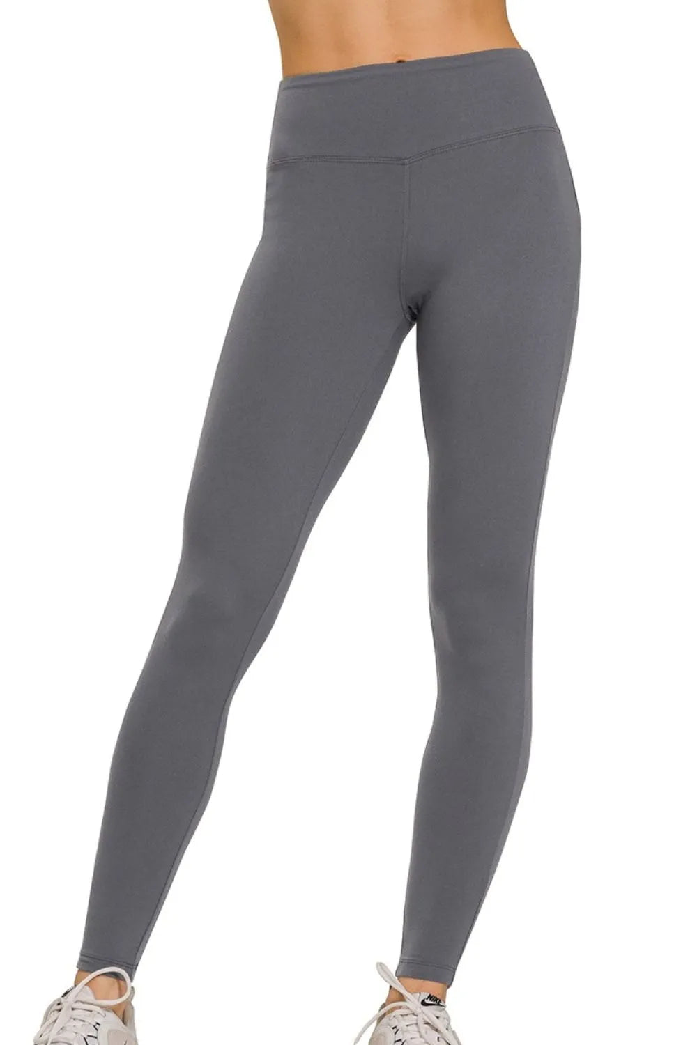 Zenana Ash Gray Microfiber Waistband Leggings ASH GREY