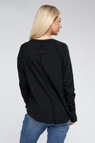 Zenana Cotton Raglan Sleeve Thumbhole Top ZENANA