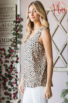 Heimish Front Button Animal Print Sleeveless Top