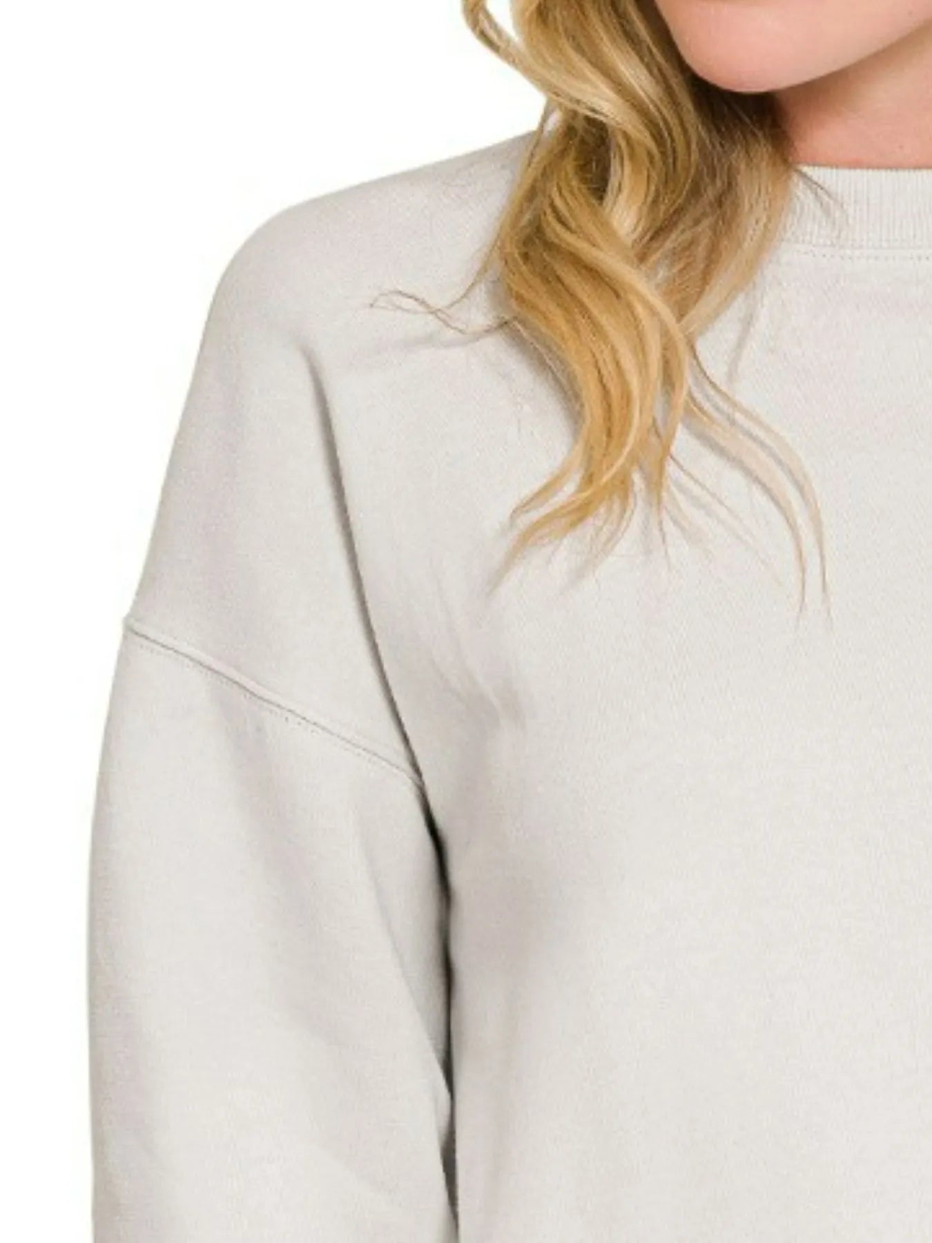 Zenana Bone Fleece Crewneck Long Sleeve Sweatshirt