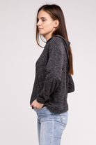 Zenana Hooded Brushed Melange Hacci Sweater ZENANA