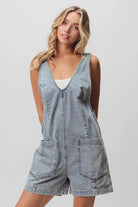BiBi Patch Vintage Washed Denim Shortall
