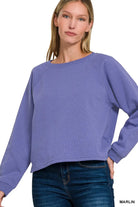 Zenana Marlin Fleece Raglan Round-Neck Sweatshirt MARLIN