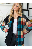 Heimish Black & Teal Multi Color Plaid Leight Weight Shacket Ruby Idol Apparel