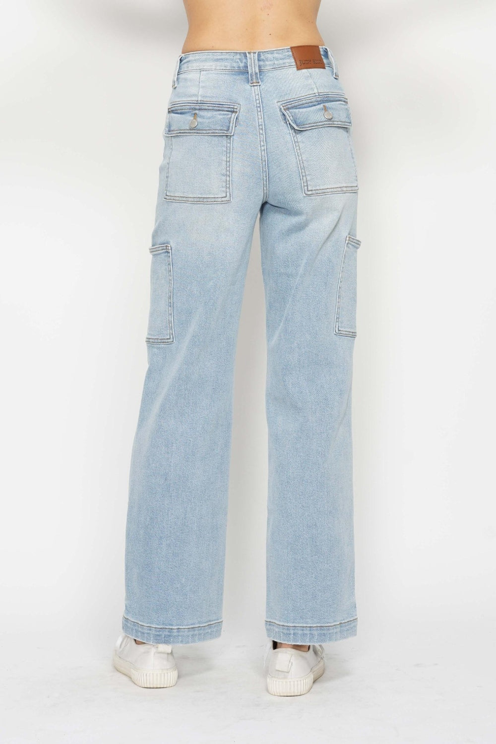 Judy Blue Light Washed High Waist Straight Cargo Jeans Denim