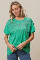 BiBi Jade Rhinestone Beaded Short Sleeve Top