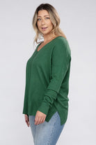 Zenana Plus Garment Dyed Front Seam Sweater ZENANA