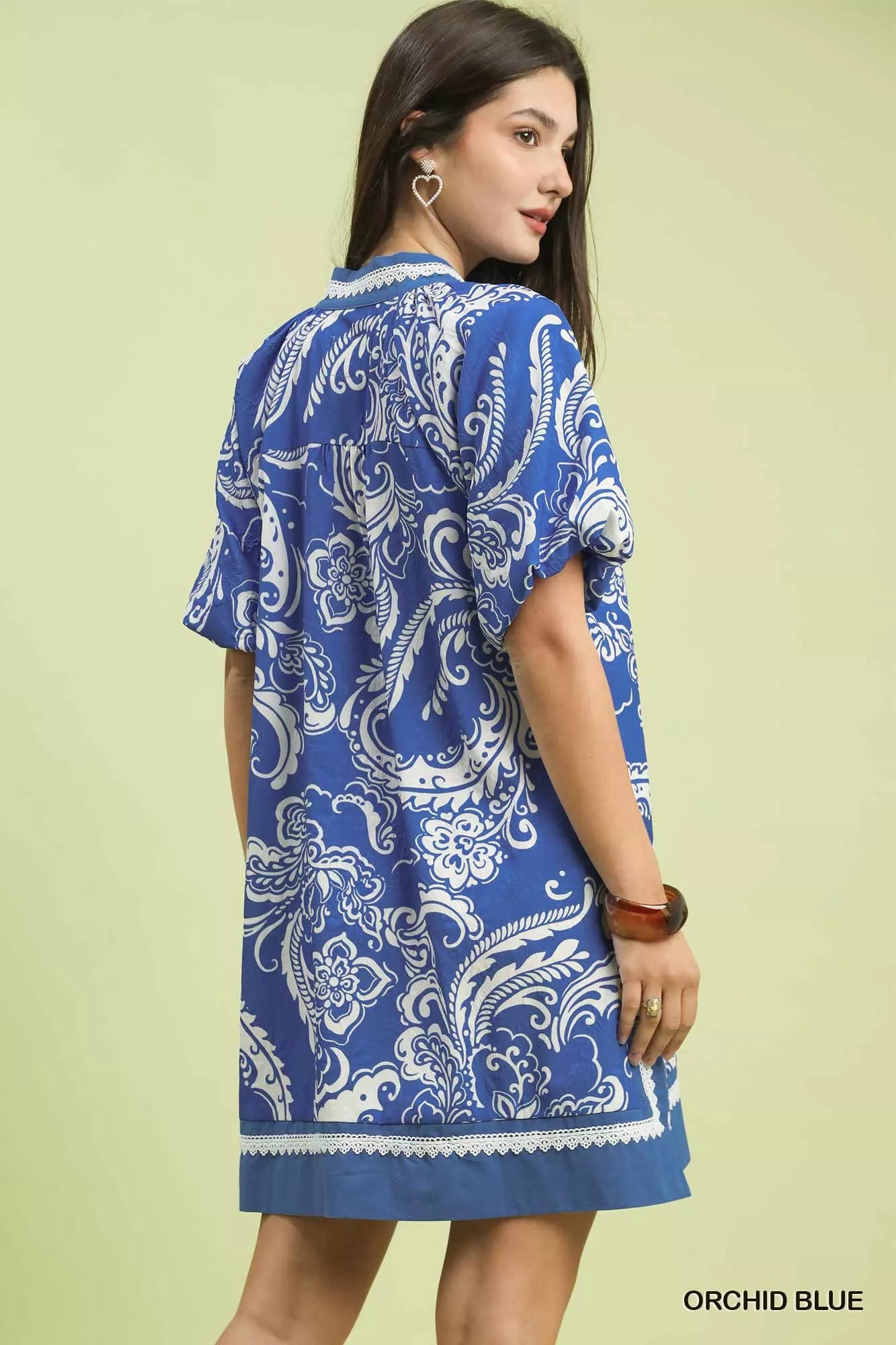 Umgee Orchid Blue Jacquard Two Tone Mini Dress