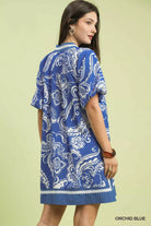 Umgee Orchid Blue Jacquard Two Tone Mini Dress