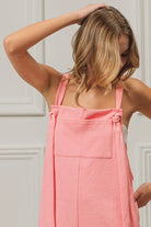 BiBi Blush Pink Texured Jacquard Romper with Side Pockets