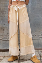 POL Corn Soup Elastic Waistband Wide Leg Pants with Drawstring CORN SOUP