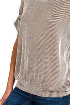 Zenana Brown Corded Rib Short Sleeve T-Shirt