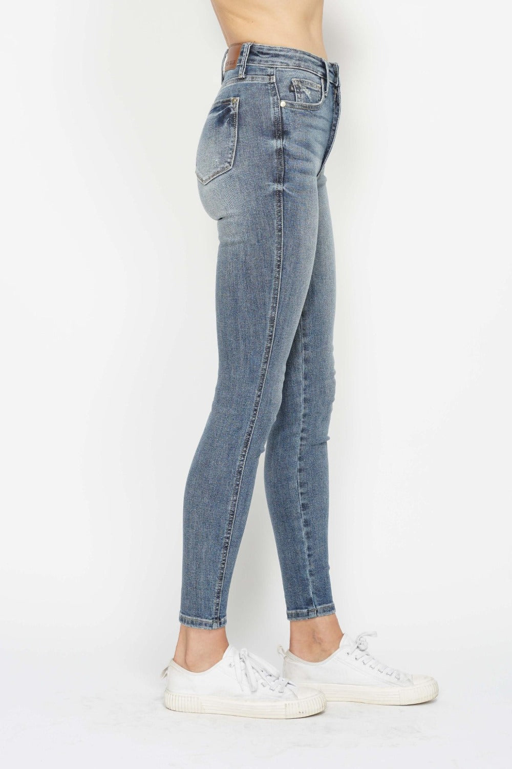 Judy Blue Medium Washed Tummy Control Contrast Wash Skinny Jeans Trendsi