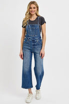 RISEN Knotted Strap Denim Overalls with Pockets Plus Size