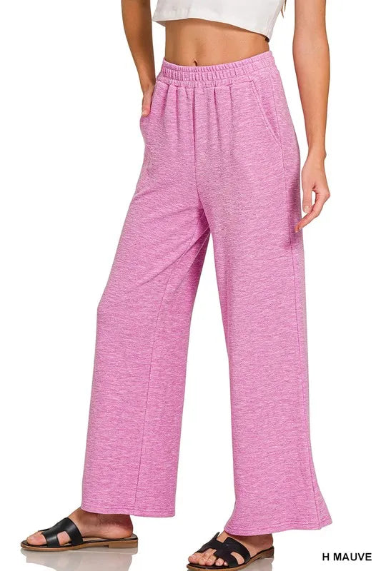 Zenana Heather Mauve Cotton Slub Tank & Pants Set
