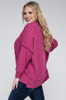 Zenana Plus Size Brushed Melange Drop Shoulder Sweater ZENANA