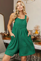 BiBi Jade Crinkle Rib Textured Wide Leg Shortalls JADE