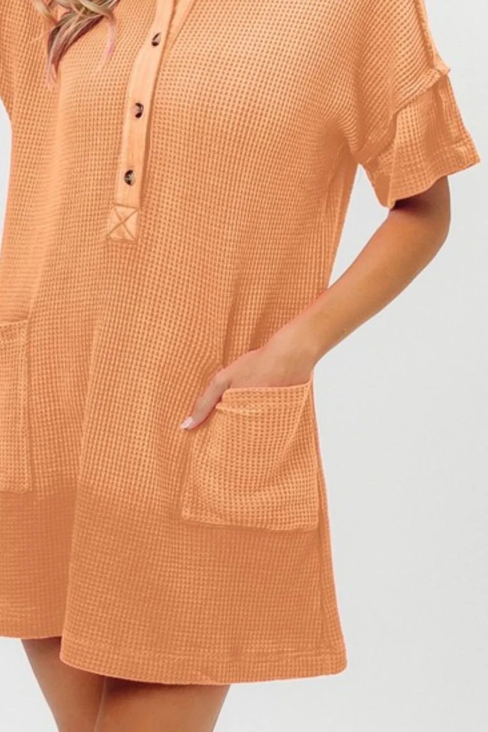 BiBi Apricot Dip Dye Mineral Washed Knit Dress