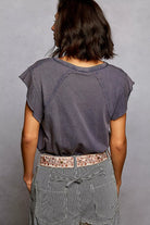 POL V-Neck Short Sleeve T-Shirt with Ruffle Sleeve