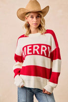 BiBi Christmas Merry Lettering Sweater IVORY RED