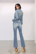 Judy Blue Tummy Control Back Embroidered Pocketed Bootcut Jeans