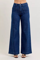 Judy Blue High-Waisted Retro Wide Jeans with Patch Pockets & Twisted Seams DK