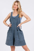 Mittoshop Navy Low Scoop Neck Tank Washed French Terry Romper NAVY