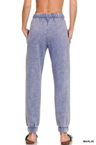 Zenana Marlin Acid Wash Fleece Jogger Sweatpants with Pockets