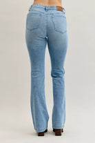 Judy Blue Medium Washed Mid Rise Bootcut Jeans with Contrast Wash & Front Patch Pockets