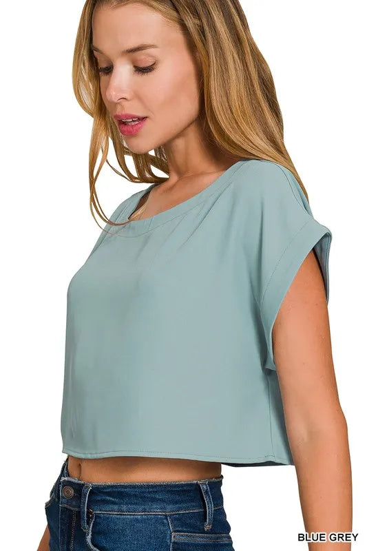 Zenana Black Heavy Woven Span Crop Tee & Skirt Set