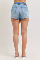 Judy Blue High Waisted Rigid Magic Cut Off Denim Shorts with Raw Side Seams