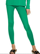 Zenana Kelly Green Microfiber Round Neck Top and Leggings Set
