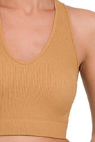 Zenana Dark Brush Seamless Ribbed Cropped Racerback Tank Top