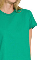 Zenana Kelly Green Premium Cotton Relaxed Crop Tee