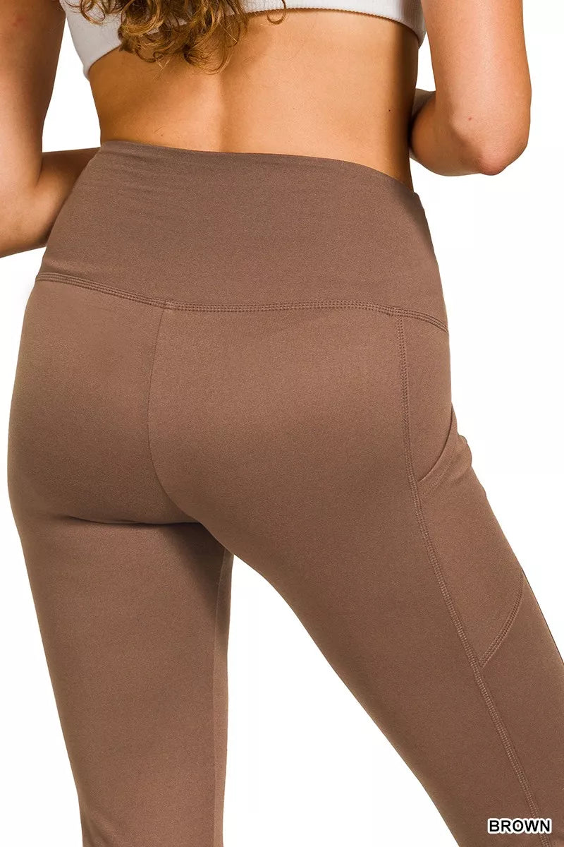 Zenana Brown Brushed Dty Microfiber Flare Pants
