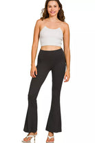 Zenana Black Brushed Dty Microfiber Flare Pants