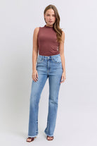 Judy Blue Medium Washed Raw Hem High Rise Bootcut Jeans Jeans