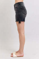 Judy Blue Long Cut Off 2 Button Dad Denim Shorts