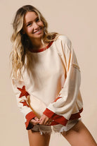 BiBi Oatmeal French Terry Top With Patch Detail Sweatshirt
