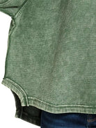 Zenana Dark Green Acid Washed Double Ribbed Exposed-Seam Sweatshirt