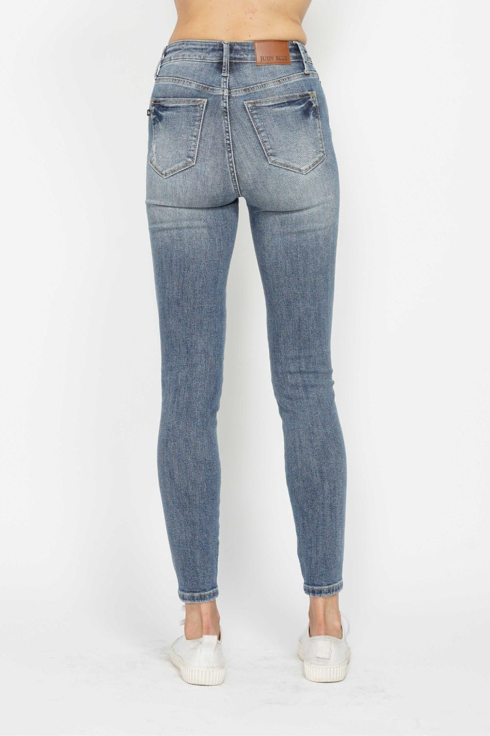 Judy Blue Medium Washed Tummy Control Contrast Wash Skinny Jeans Trendsi